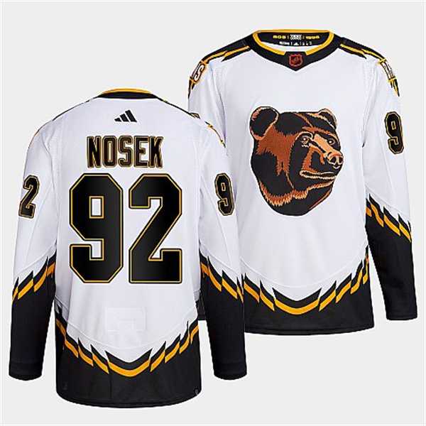Mens Boston Bruins #92 Tomas Nosek 2022 White Reverse Retro Stitched Jersey Dzhi